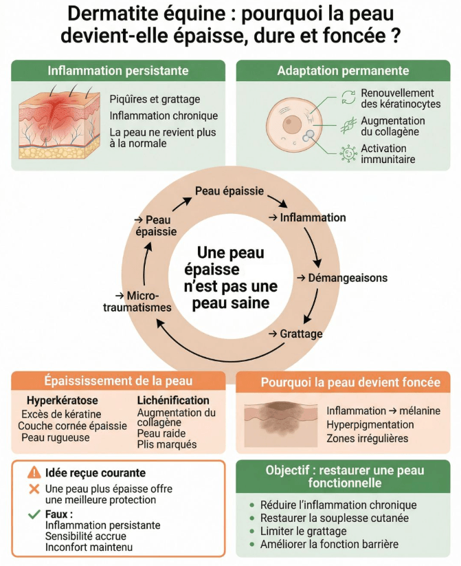infographie peau dure dermite cheval